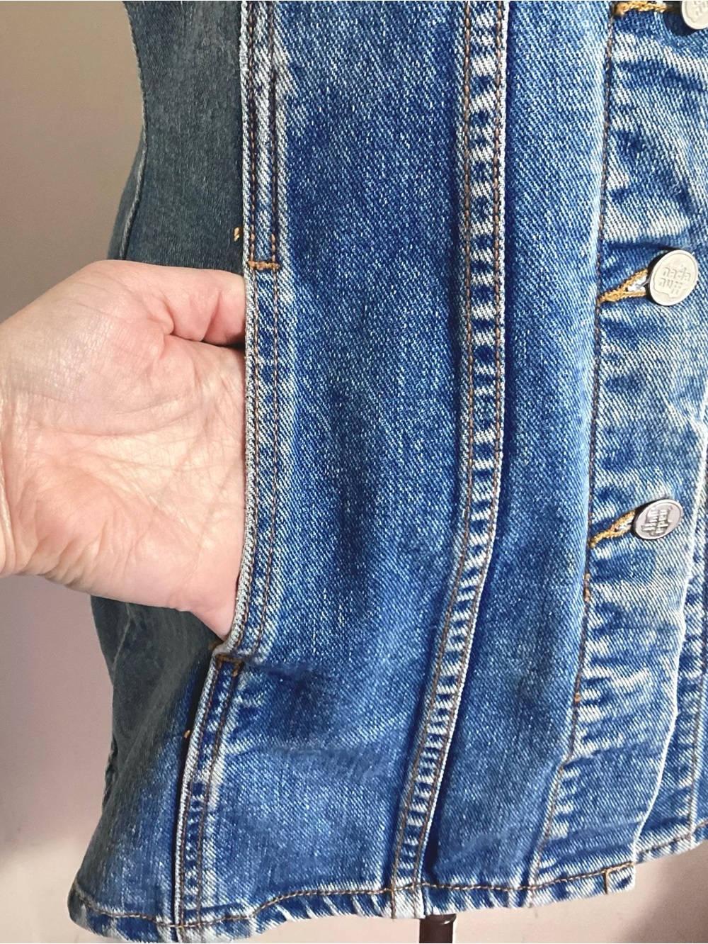 Nada Nuff Vtg Button Up Jean Denim Mini Dress Jrs M - Picture 10 of 15